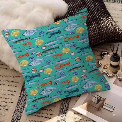 Artistic Sardine Pillow Cover | Modern Fish Print Cushion Case | Coastal Home Decor | 16", 18", 20" Sizes