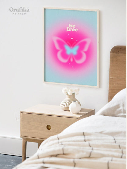 Butterfly Danish Pastel Poster | Y2K Aesthetic Bedroom Wall Decor | Positive Quote Printable | Pinterest Poster | Instant Download