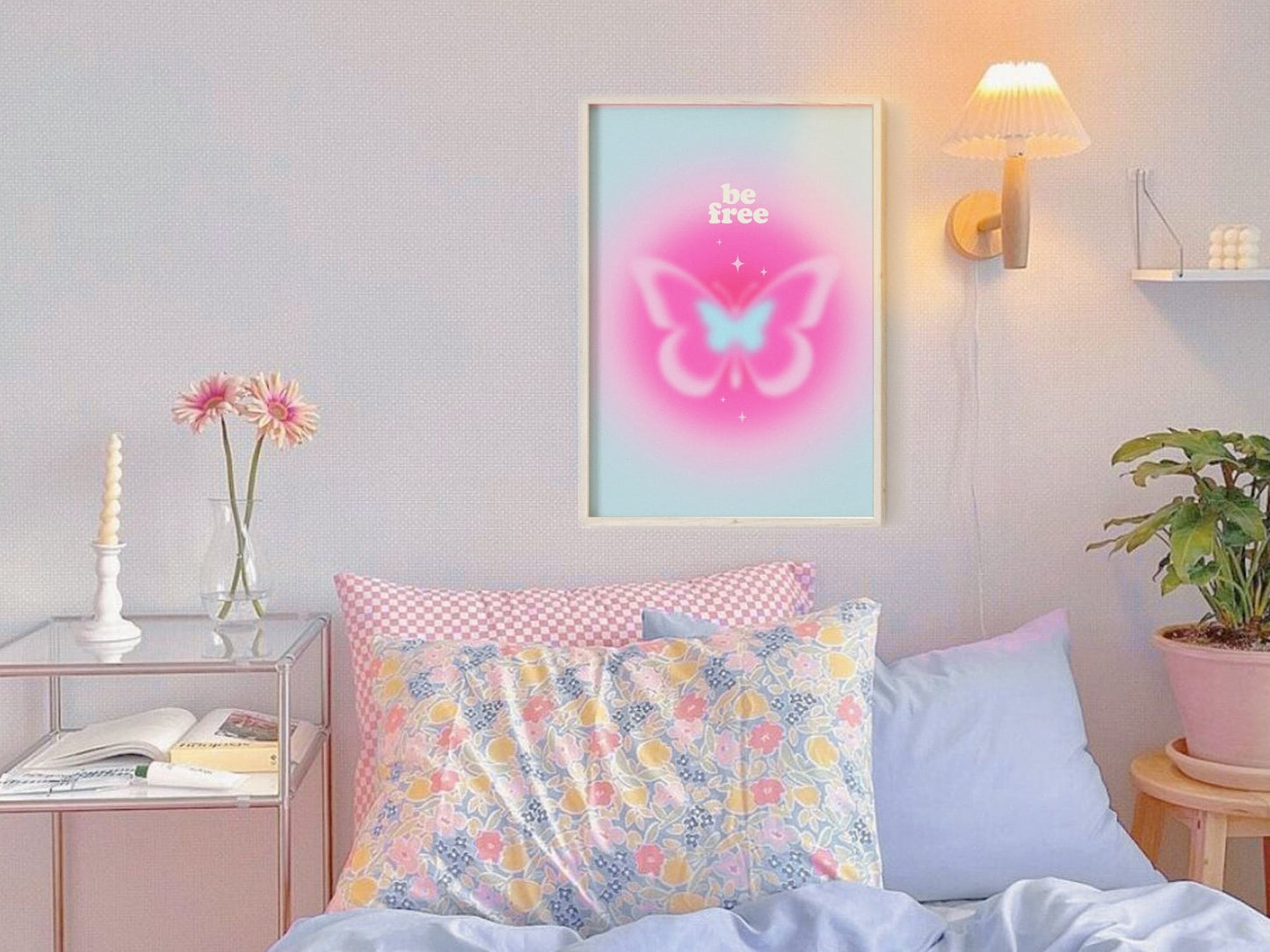 Butterfly Danish Pastel Poster | Y2K Aesthetic Bedroom Wall Decor | Positive Quote Printable | Pinterest Poster | Instant Download