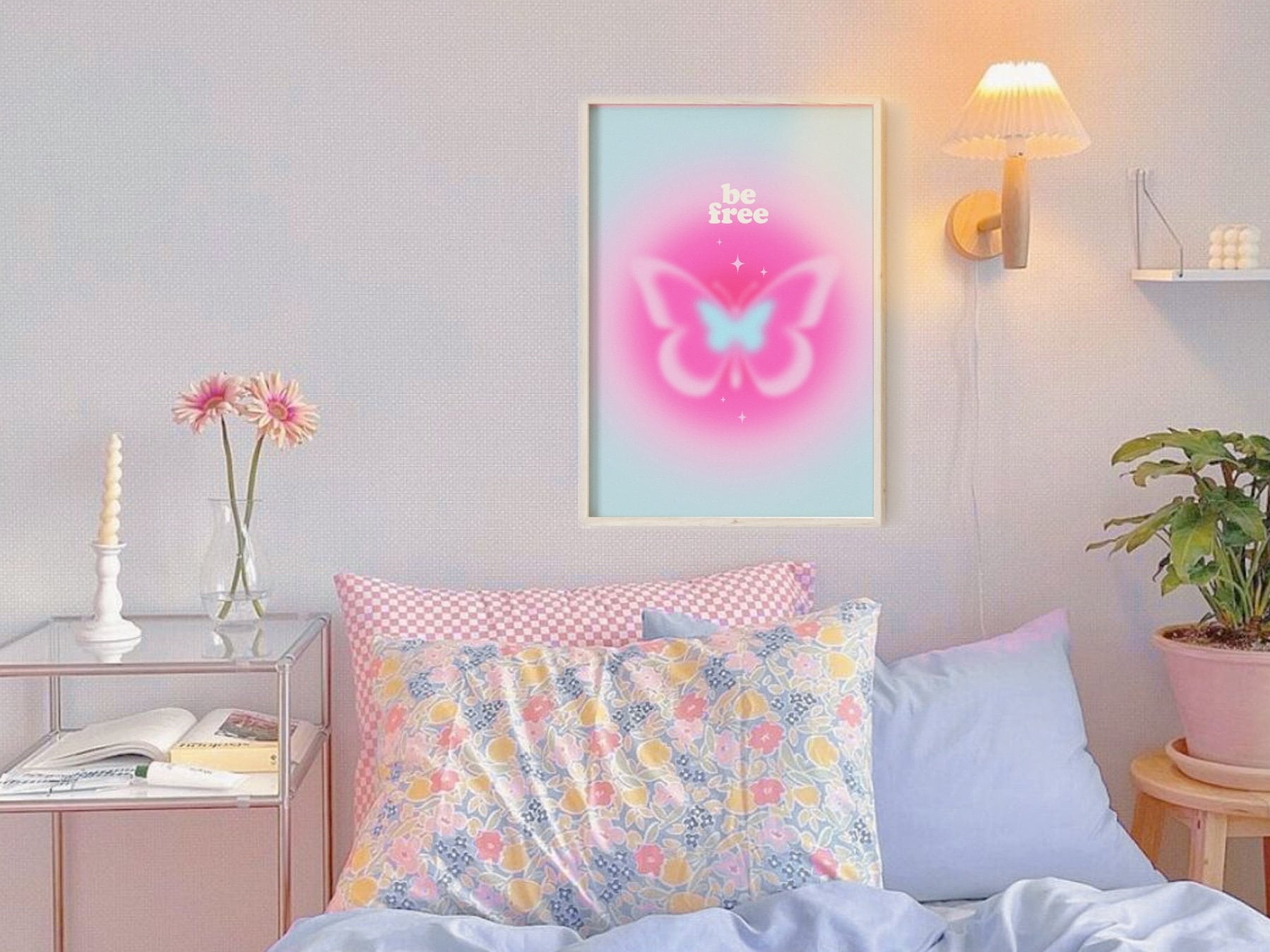 Butterfly Danish Pastel Poster | Y2K Aesthetic Bedroom Wall Decor | Positive Quote Printable | Pinterest Poster | Instant Download