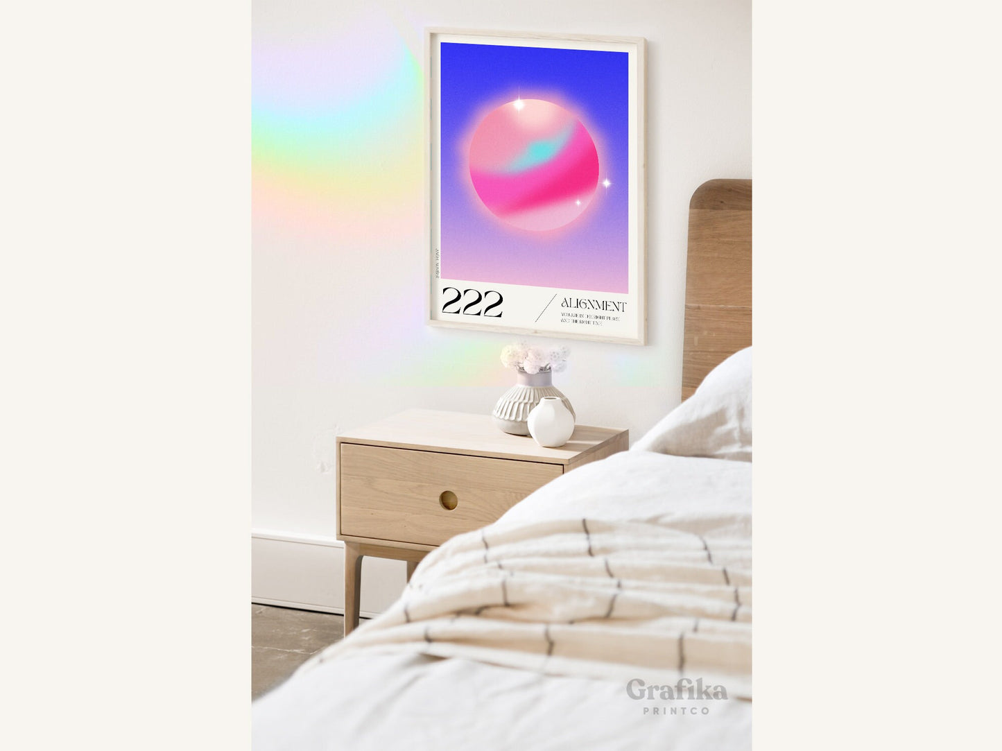 Angel Number Poster 222 Wall Art Print | DIGITAL DOWNLOAD | Modern, Minimalist Design | Aura Energy Spiritual Vibrant Gradient Print