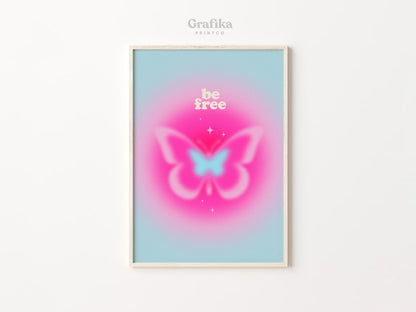 Butterfly Danish Pastel Poster | Y2K Aesthetic Bedroom Wall Decor | Positive Quote Printable | Pinterest Poster | Instant Download