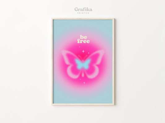 Butterfly Danish Pastel Poster | Y2K Aesthetic Bedroom Wall Decor | Positive Quote Printable | Pinterest Poster | Instant Download