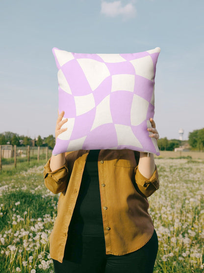 Checkered Pastel Purple Throw Pillow Cover | Aesthetic Y2K Decor Pillow Case 18x18 | Danish Pastel Cushion Cover 20x20 16x16