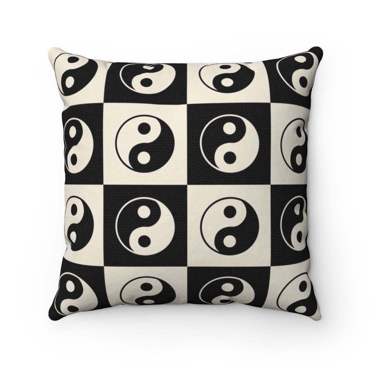 Yin Yang Checkerboard Throw Pillow Cover | Danish Pastel Cushion 20x20 | Y2K Aesthetic Room Decor 18x18 16x16 in Black White