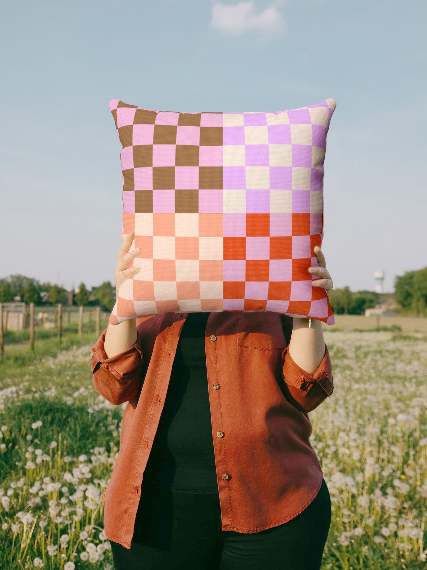 Danish Pastel Checkerboard Throw Pillow Case | Aesthetic Y2K Room Decor | Colorful Indie Alternative Pillows 18x18 20x20 16x16