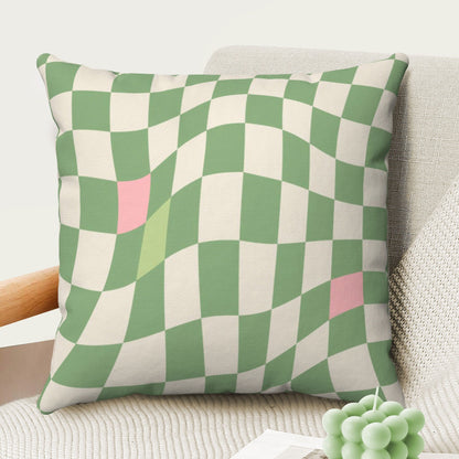 Pink Green Checkered Throw Pillow Cover Set of 2 | Danish Pastel Cushion 20x20 | Y2K Room Decor | Aesthetic Pillow 18x18 16x16