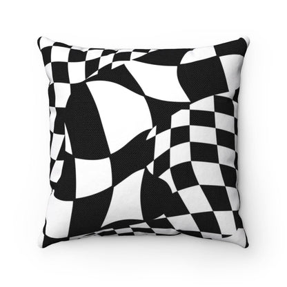 Funky Checkerboard Throw Pillow Cover | Danish Pastel Cushion 20x20 | Y2K Aesthetic Room Decor 18x18 16x16 in Black White