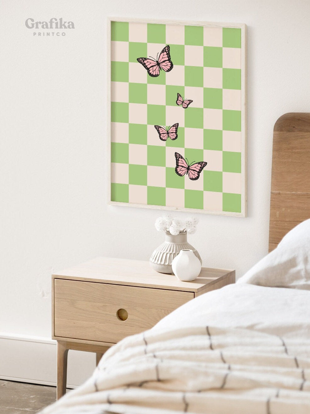 Butterfly Checkered Retro Danish Pastel Printable | Y2K Aesthetic Bedroom Wall Decor | Pinterest Poster | Instant Download