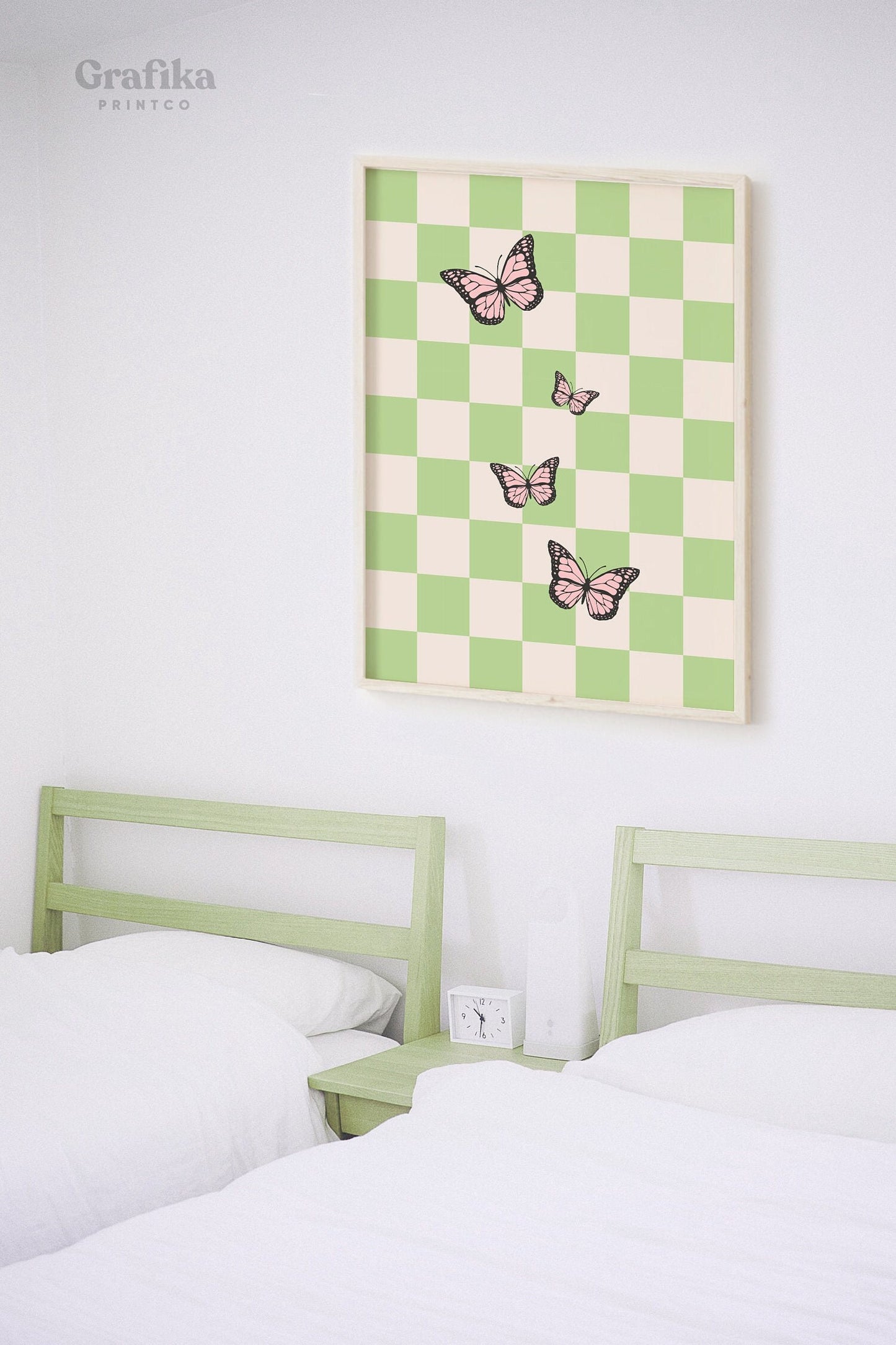 Butterfly Checkered Retro Danish Pastel Printable | Y2K Aesthetic Bedroom Wall Decor | Pinterest Poster | Instant Download