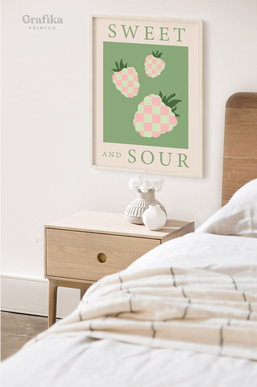 Funky Berry Danish Pastel Printable | Pink Green Aesthetic Bedroom Wall Decor | Pinterest Poster | Groovy Checker | Instant Download