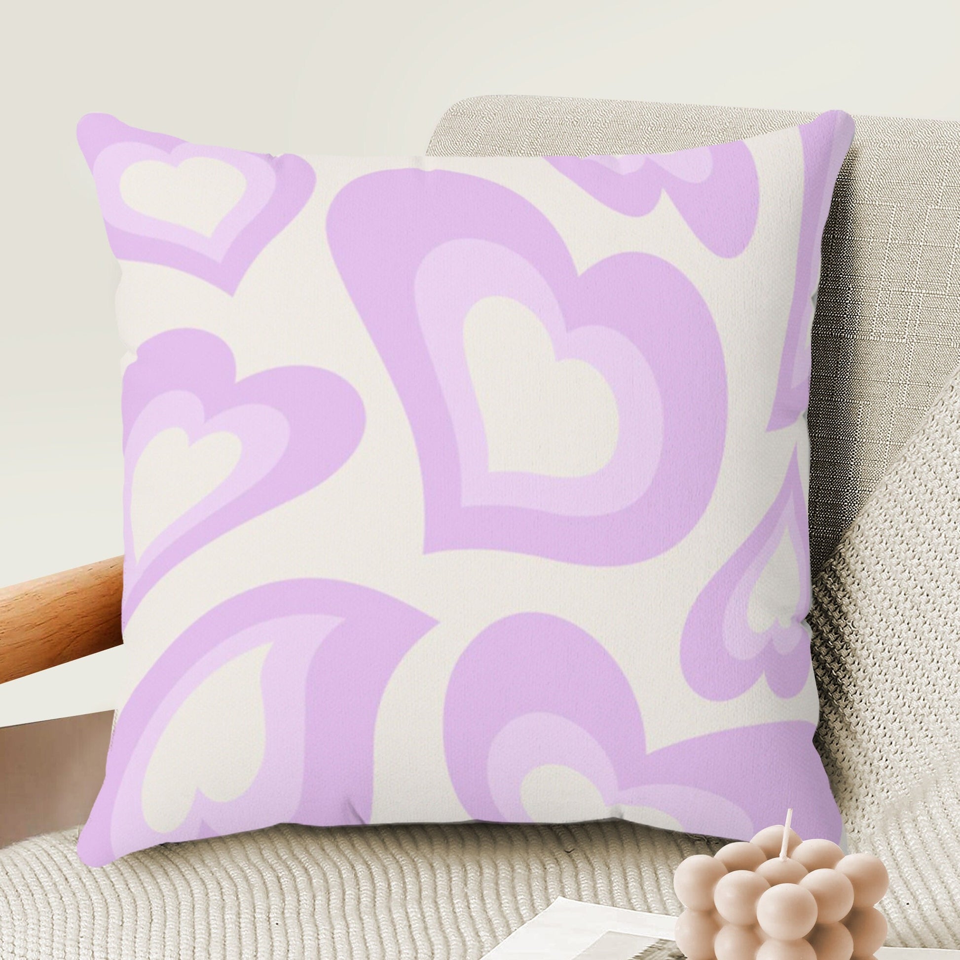 Purple Heart Throw Pillow Cover | Danish Pastel Pillow Case 18x18 | Y2K Aesthetic Cushion 20x20 16x16 | VSCO Funky Room Decor