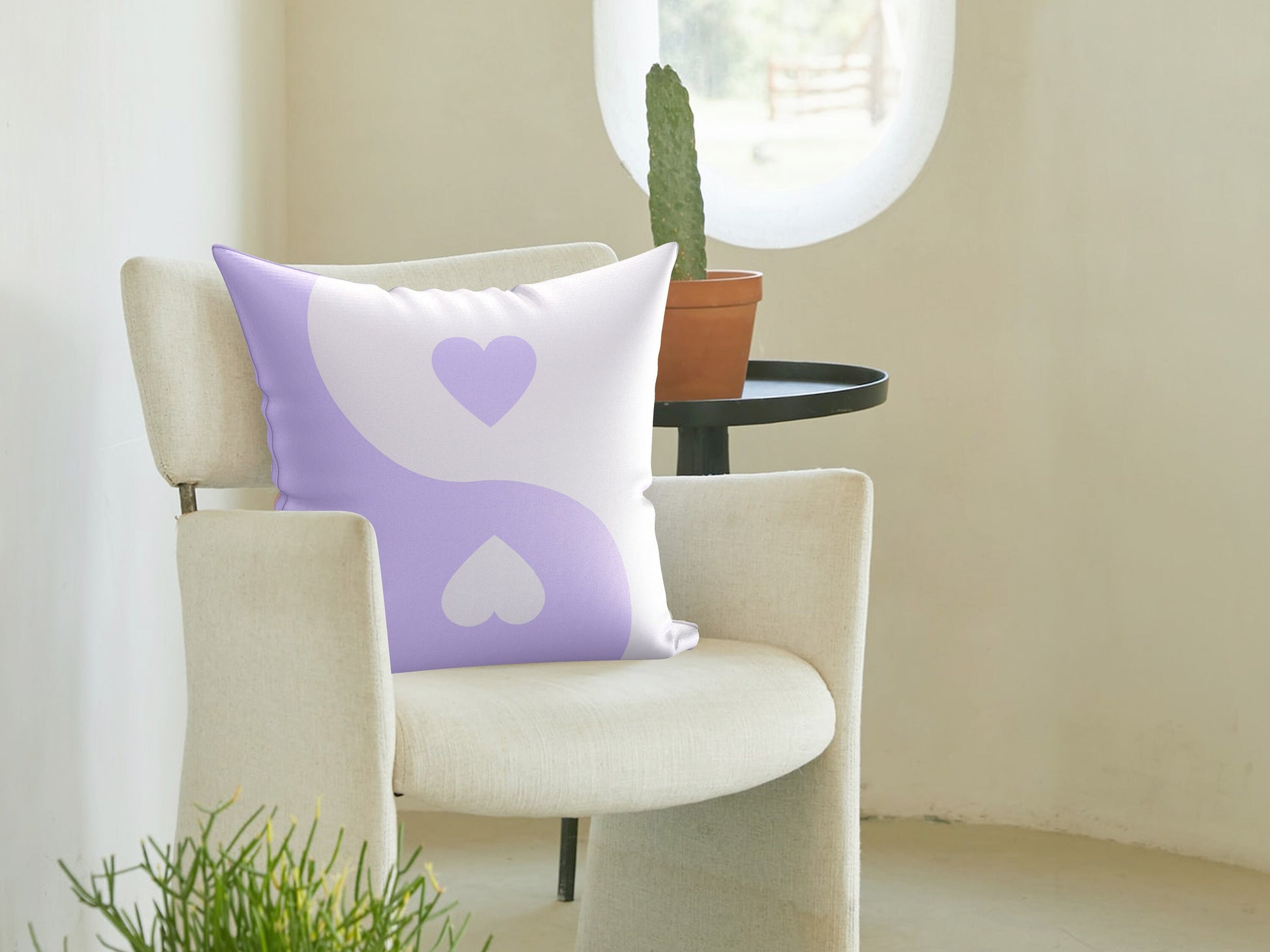 Purple Yin Yang Pillow Cover | Danish Pastel Pillow Case 18x18 | Y2K Aesthetic Cushion 20x20 16x16 | VSCO Funky Room Decor