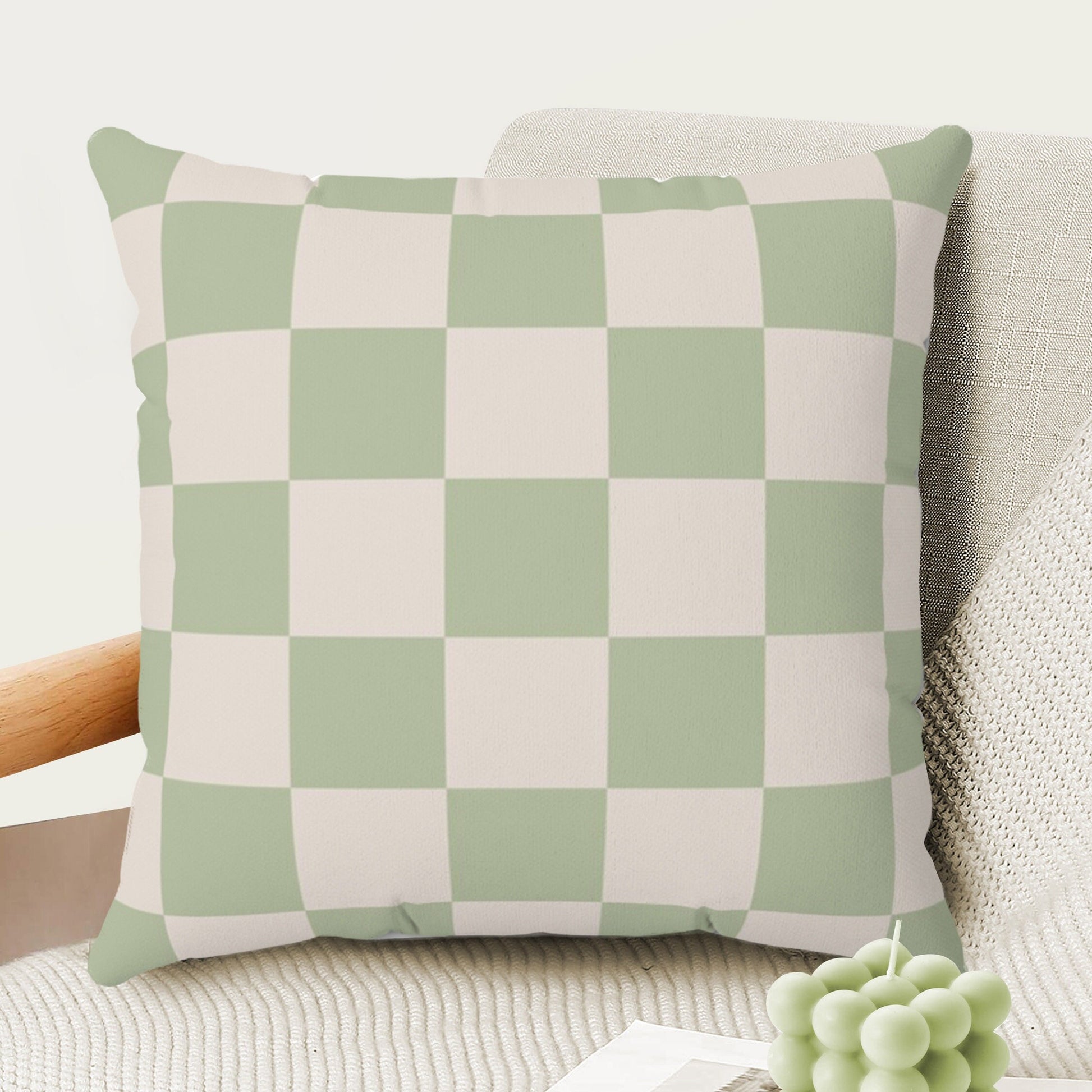 Sage Green Check Pillow Cover | Danish Pastel Pillow Case 18x18 | Aesthetic Cushion 20x20 16x16 | VSCO Funky Room Decor