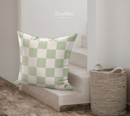 Sage Green Check Pillow Cover | Danish Pastel Pillow Case 18x18 | Aesthetic Cushion 20x20 16x16 | VSCO Funky Room Decor