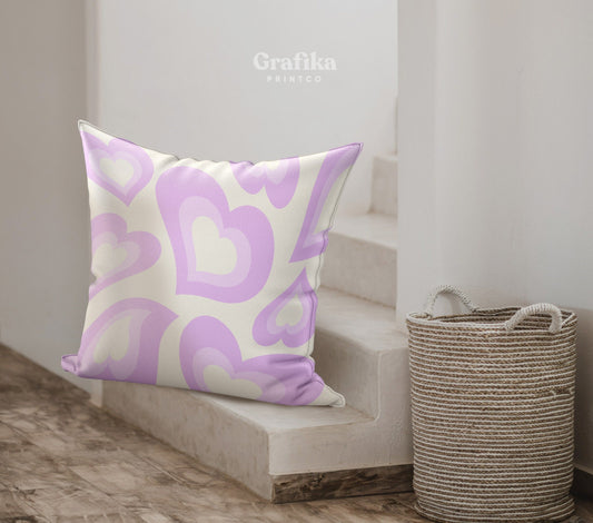 Purple Heart Throw Pillow Cover | Danish Pastel Pillow Case 18x18 | Y2K Aesthetic Cushion 20x20 16x16 | VSCO Funky Room Decor