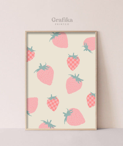 Retro Berry Cute Danish Pastel Printable | Pink Aesthetic Bedroom Wall Decor | Retro 70s Wall Art | Pinterest Poster | Instant Download