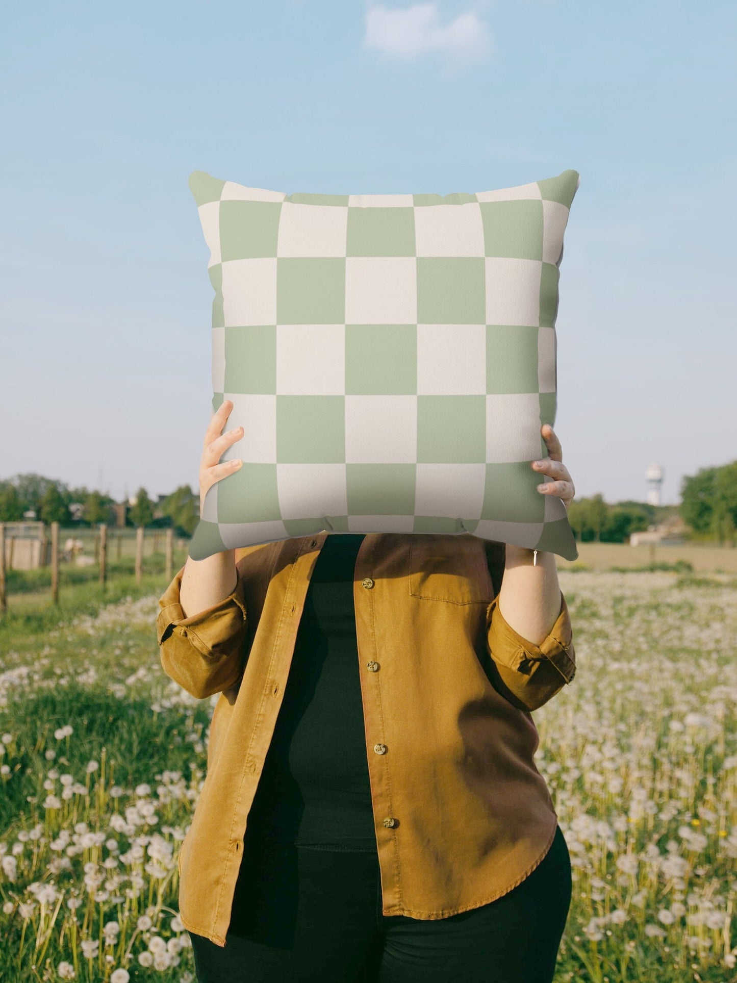 Sage Green Check Pillow Cover | Danish Pastel Pillow Case 18x18 | Aesthetic Cushion 20x20 16x16 | VSCO Funky Room Decor