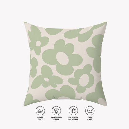 Sage Green Groovy Flower Pillow Cover | Danish Pastel Pillow Case 18x18 14x14 | Y2K Aesthetic Cushion 20x20 16x16 | VSCO Funky Room Decor