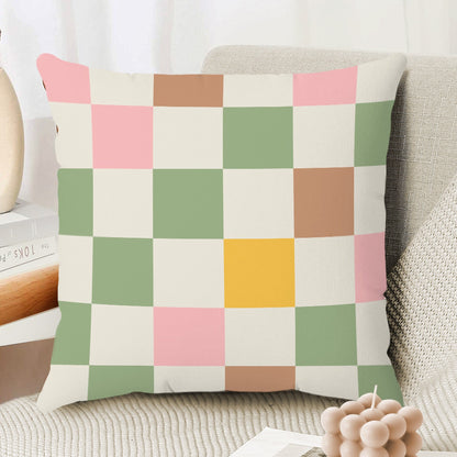 Retro Checkered Pillow Cover | Danish Pastel Pillow Case 18x18 | Aesthetic Cushion 20x20 16x16 | VSCO Room Decor | Accent Green Pink Pillow