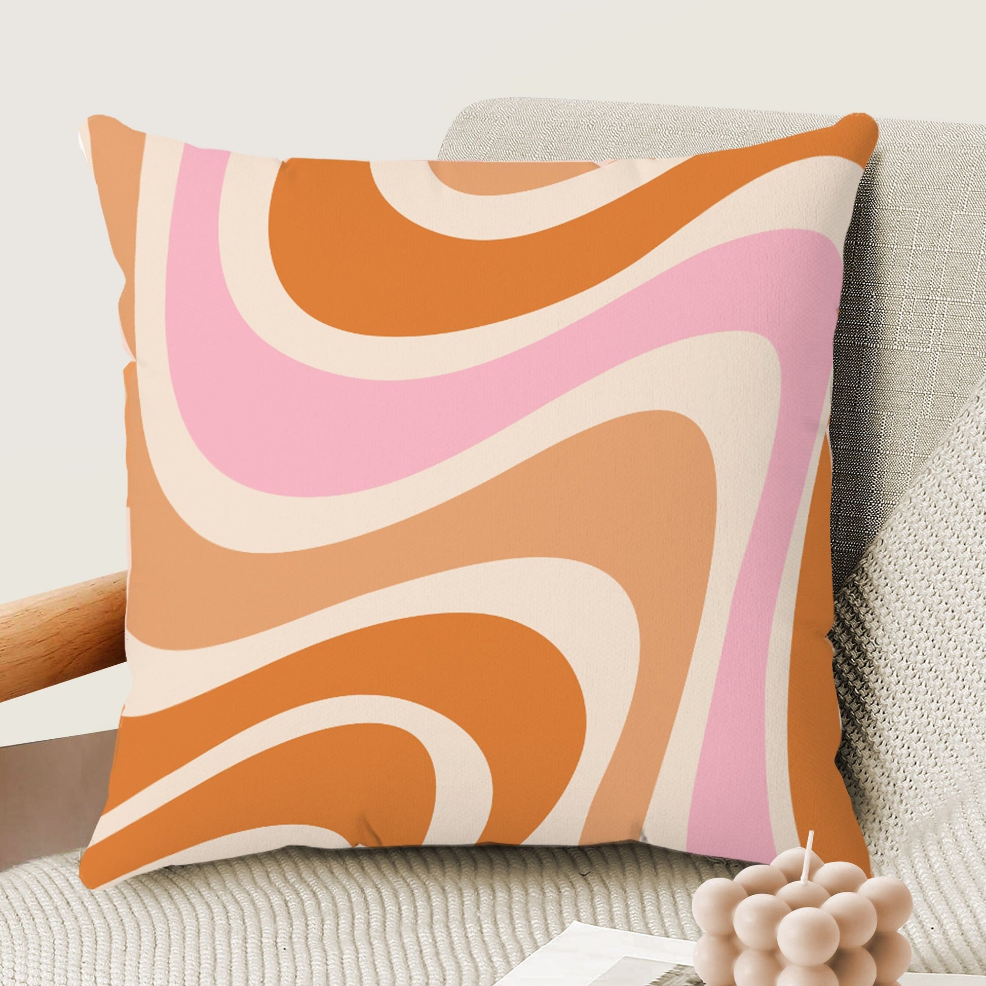 Retro Daisy Wavy Pillow Cover Set of 2 | Danish Pastel Cushion 20x20 | Y2K Groovy Room Decor | Aesthetic Pillow 18x18 16x16 14x14in