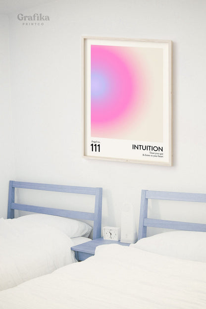 Angel Number 111 Poster | Trendy Pink Gradient Aura Energy Spiritual Wall Art | Aesthetic Room Decor | Instant Download