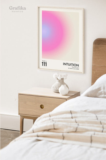 Angel Number 111 Poster | Trendy Pink Gradient Aura Energy Spiritual Wall Art | Aesthetic Room Decor | Instant Download