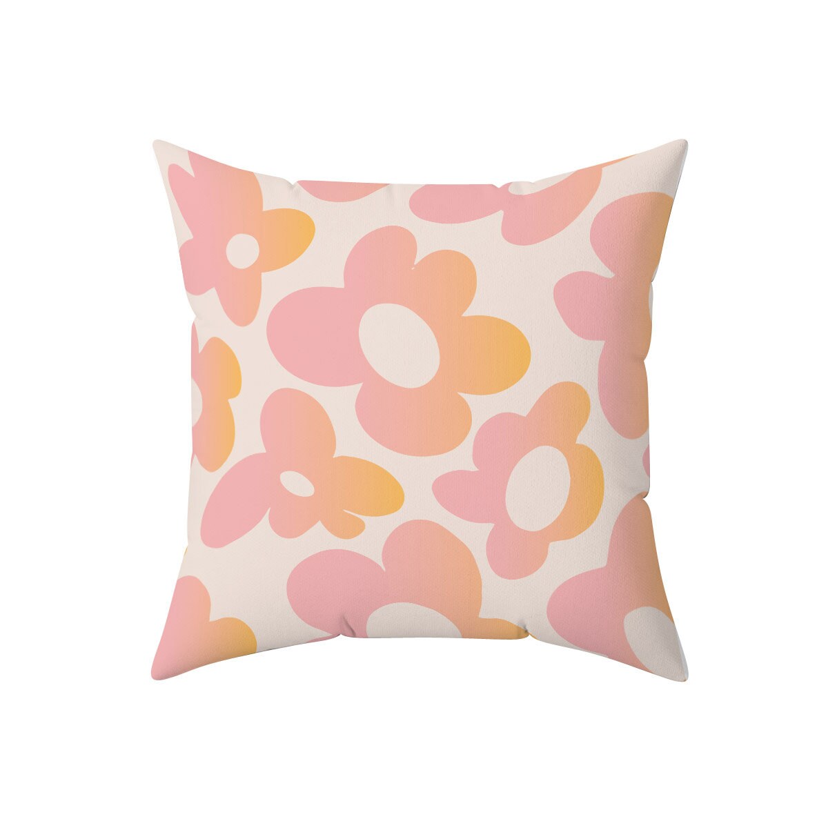 Pink Orange Floral Pillow Cover | Danish Pastel Groovy Pillow 18x18 12x12 | Y2K Aesthetic Cushion 14x14 16x16 | VSCO Funky Room Decor