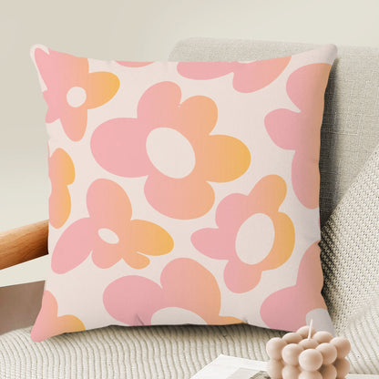 Pink Orange Floral Pillow Cover | Danish Pastel Groovy Pillow 18x18 12x12 | Y2K Aesthetic Cushion 14x14 16x16 | VSCO Funky Room Decor