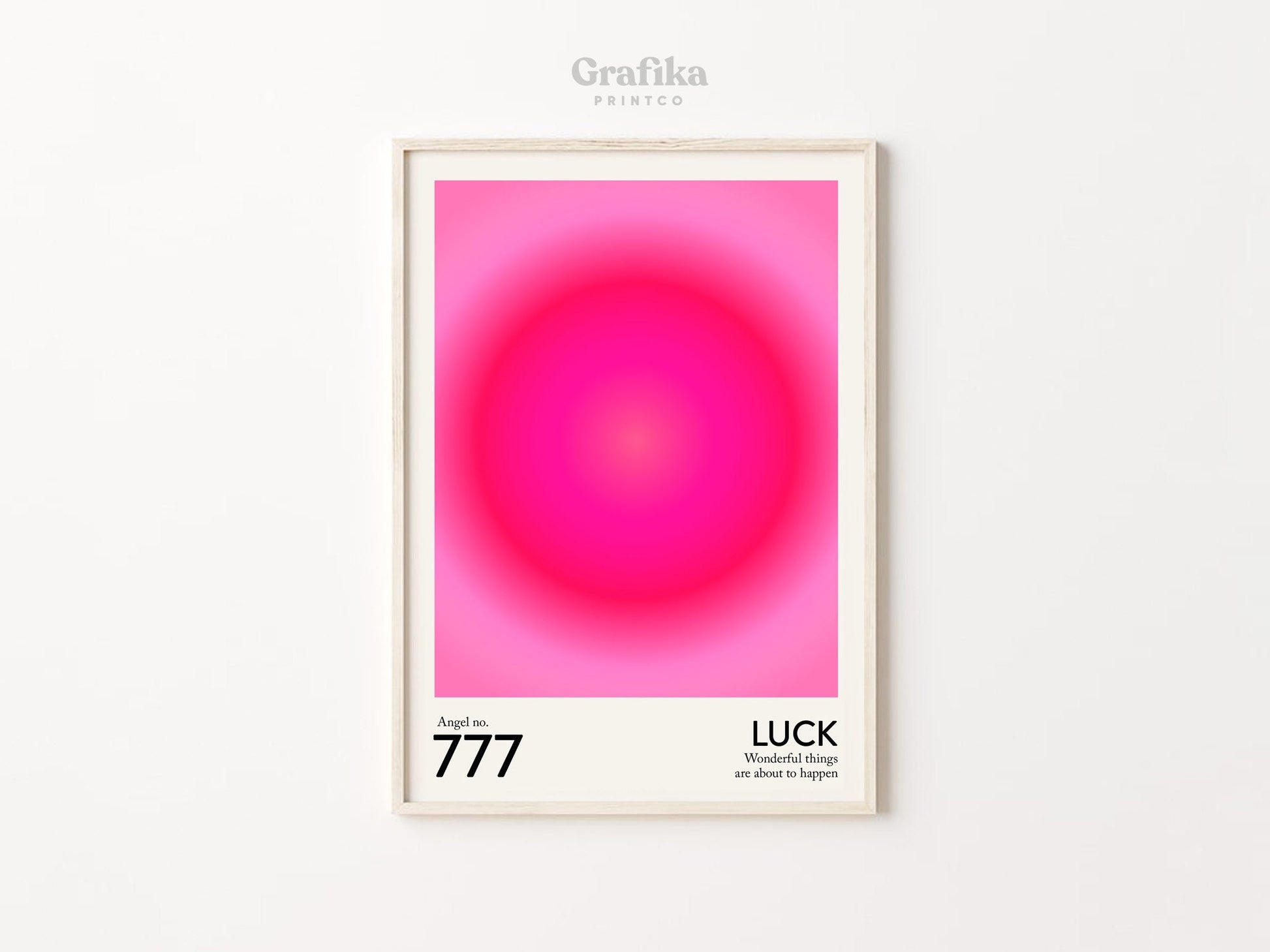 Angel Number 777 "Luck" Poster | Trendy Pink Gradient Aura Energy Spiritual Wall Art | Aesthetic Room Decor | Instant Download