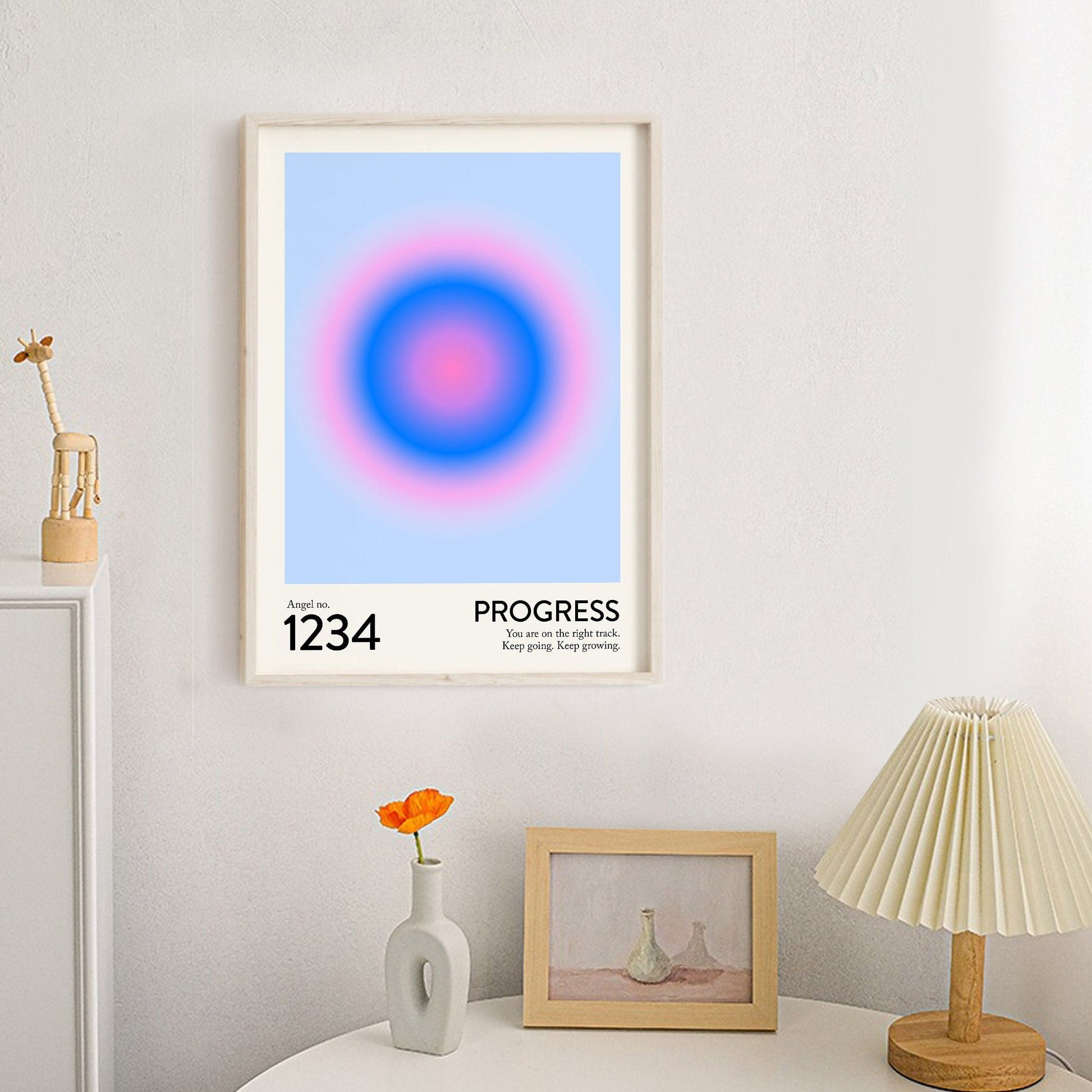 Angel Number 1234 Poster | Trendy Gradient Aura Energy Spiritual Wall Art | Numerology Guardian Angel Print | Instant Download