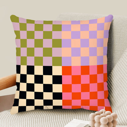 Danish Pastel Checkerboard Throw Pillow Case | Purple Pink Aesthetic Y2K Room Decor | Colorful Indie Alternative Pillows 18x18 20x20 16x16