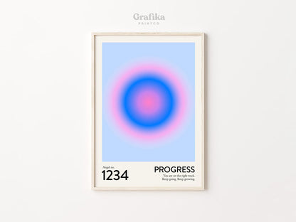 Angel Number 1234 Poster | Trendy Gradient Aura Energy Spiritual Wall Art | Numerology Guardian Angel Print | Instant Download