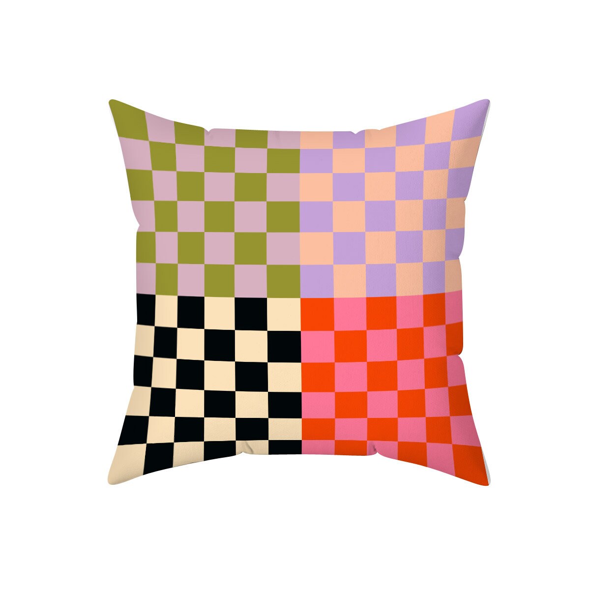 Danish Pastel Checkerboard Throw Pillow Case | Purple Pink Aesthetic Y2K Room Decor | Colorful Indie Alternative Pillows 18x18 20x20 16x16