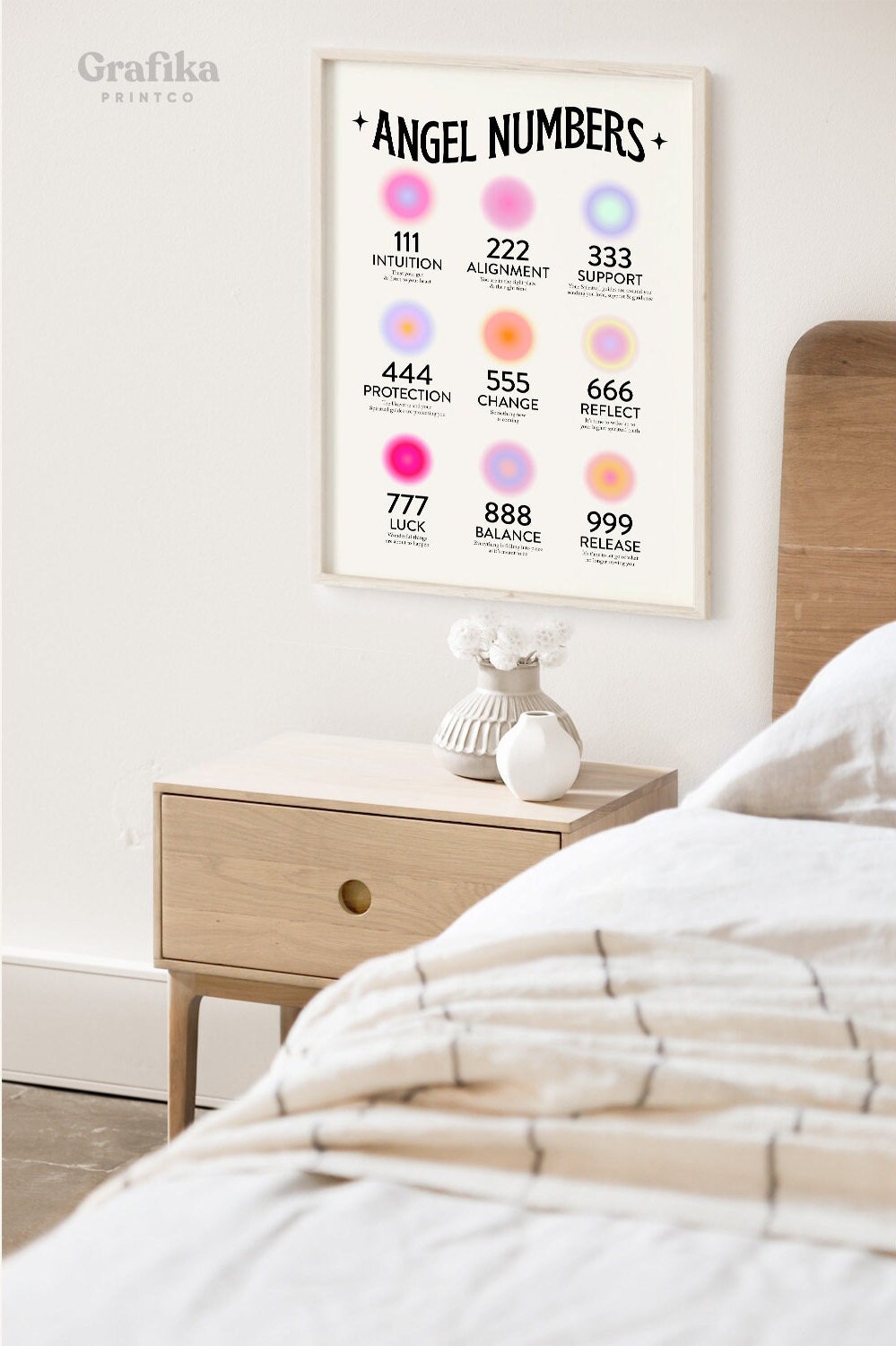 Angel Numbers Poster 111 222 333 444 | Trendy Gradient Aura Energy Spiritual Wall Art | Numerology Guardian Angel Print | Instant Download